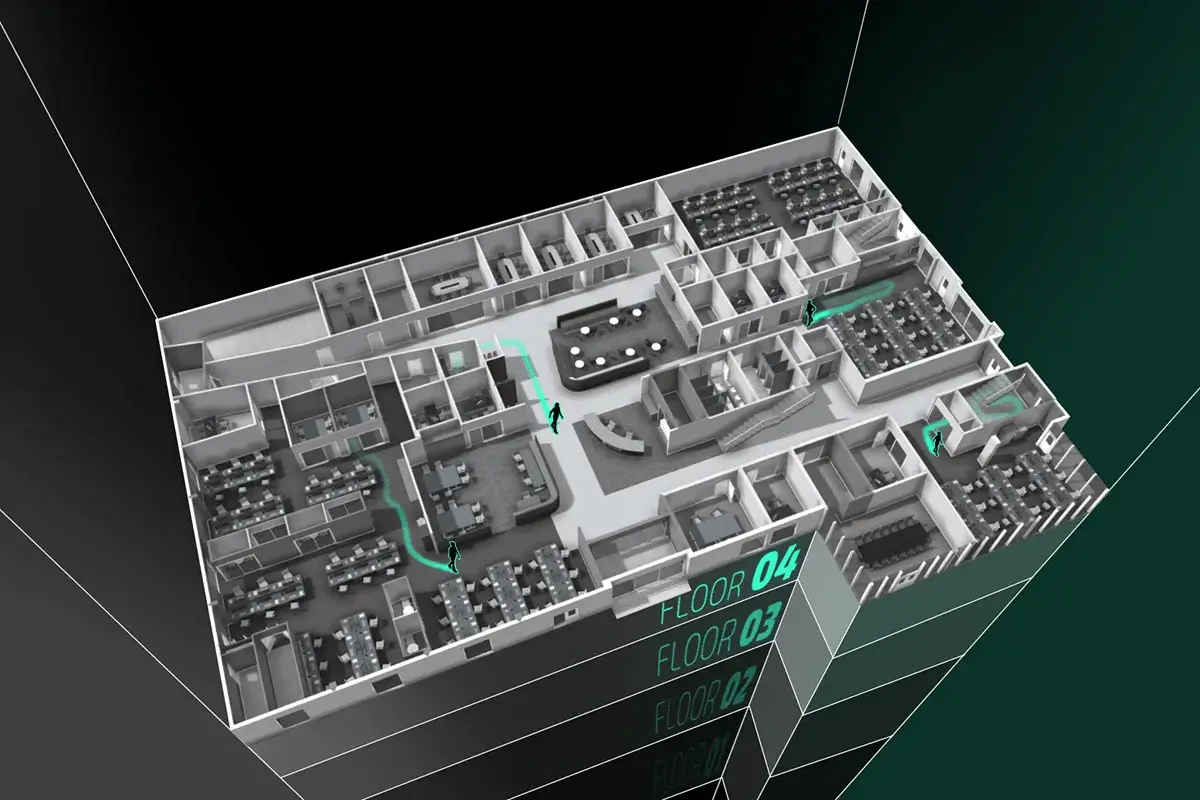 Digital twinning of premises with integration of real-time situation monitoring in 3D environment.