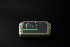 Horizontal screen view of battle management terminal showing command interface