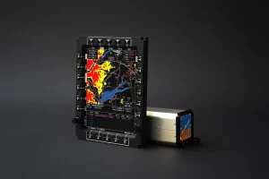 Electronic flight and standby instruments displaying real-time flight data in multi-unit configuration