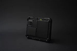 Rear view of rugged field tablet used to operate UAV Mission Planner software