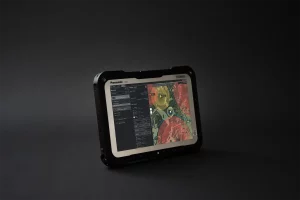 Back view of rugged tablet used to run UAV Mission Planner software