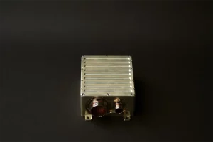 Front view of stores management system showing two military-style connectors